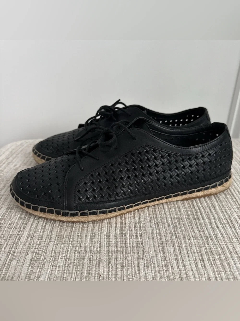 Black Espadrille Lace-Up Shoes